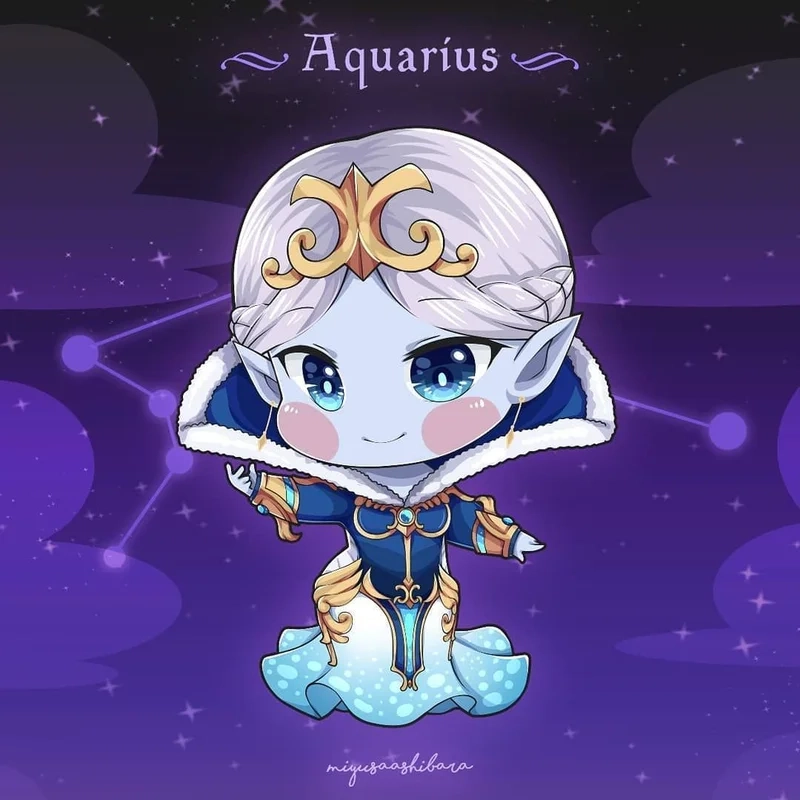 Tận hưởng niềm vui cùng hình ảnh cung bảo bình nữ chibi