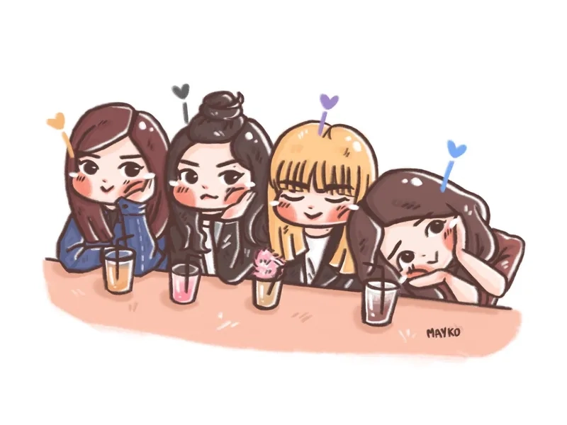 Thả tim ngay với blackpink cute chibi siêu dễ thương