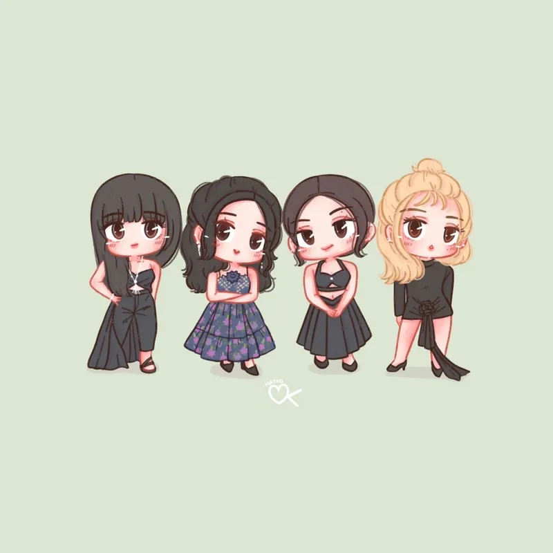 Trang trí màn hình với hình blackpink cute chibi xinh xắn