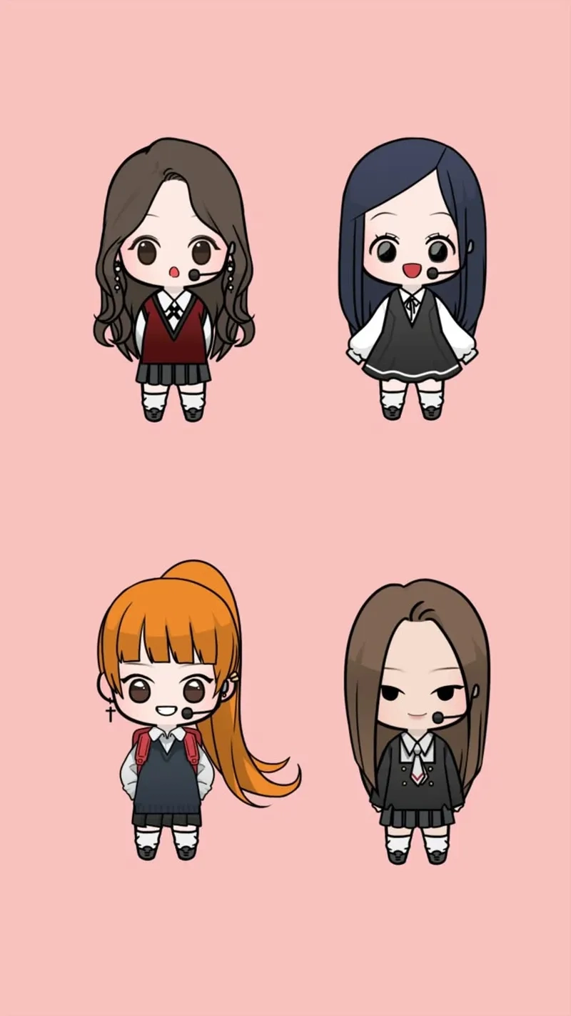 Làm mới giao diện với hình nền cute blackpink chibi