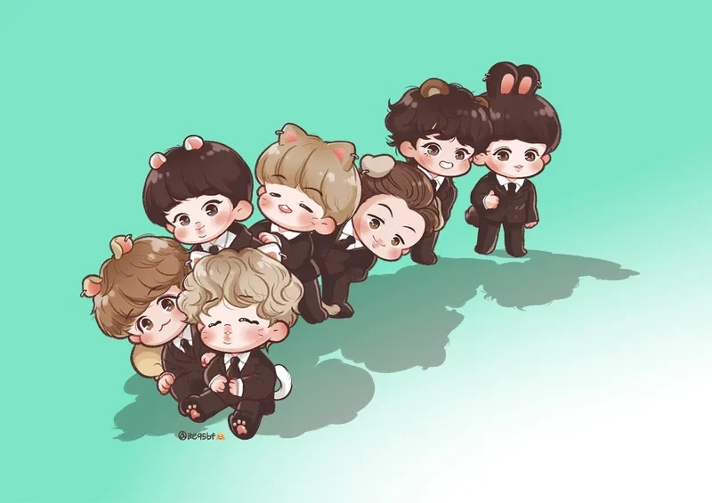 Màn hình sống động với hình nền bts chibi cute