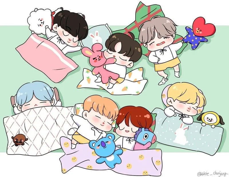 Vẽ tranh anime với anime chibi bts sáng tạo