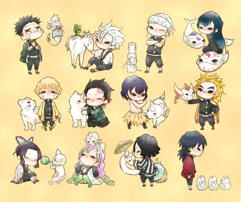 Trưng bày các mô hình mini dễ thương demon slayer chibi figures