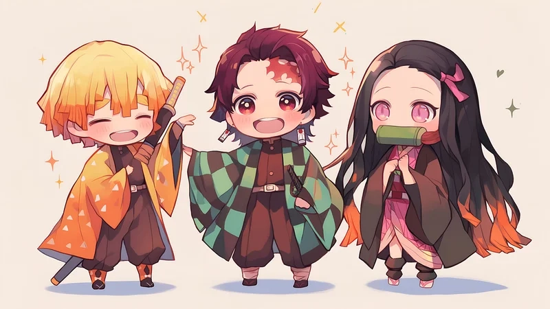Thay đổi hình nền điện thoại bằng demon slayer chibi wallpaper