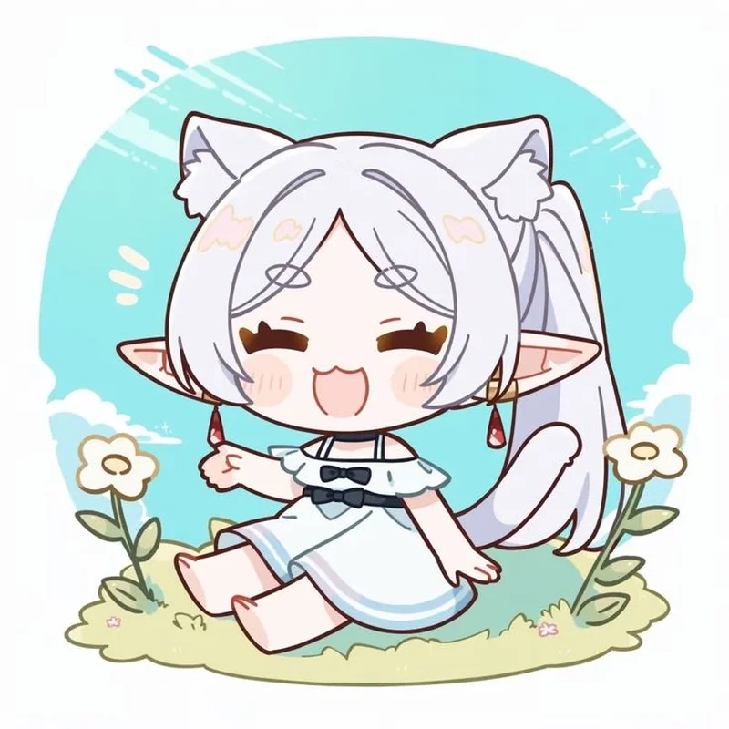Tải ngay hình nền siêu cute frieren chibi wallpaper