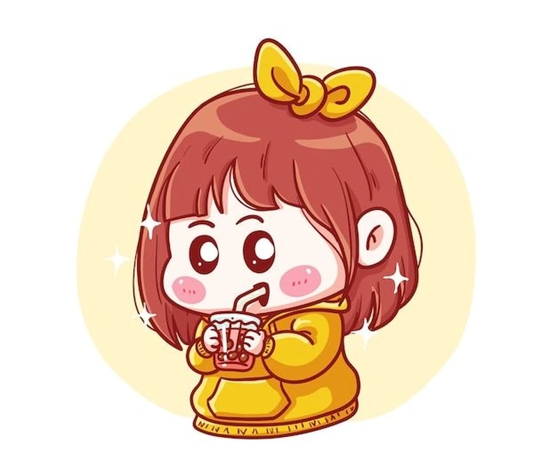 Ngắm trọn nét đáng yêu của chibi cô gái uống trà sữa