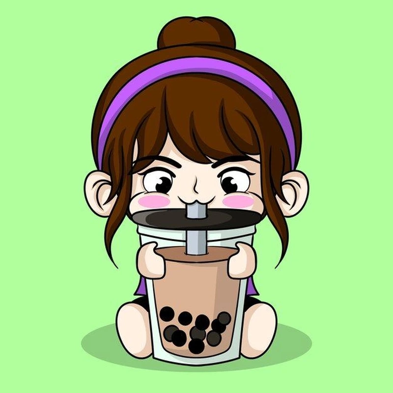 Điện thoại thêm sinh động với ảnh chibi uống trà sữa ngộ nghĩnh