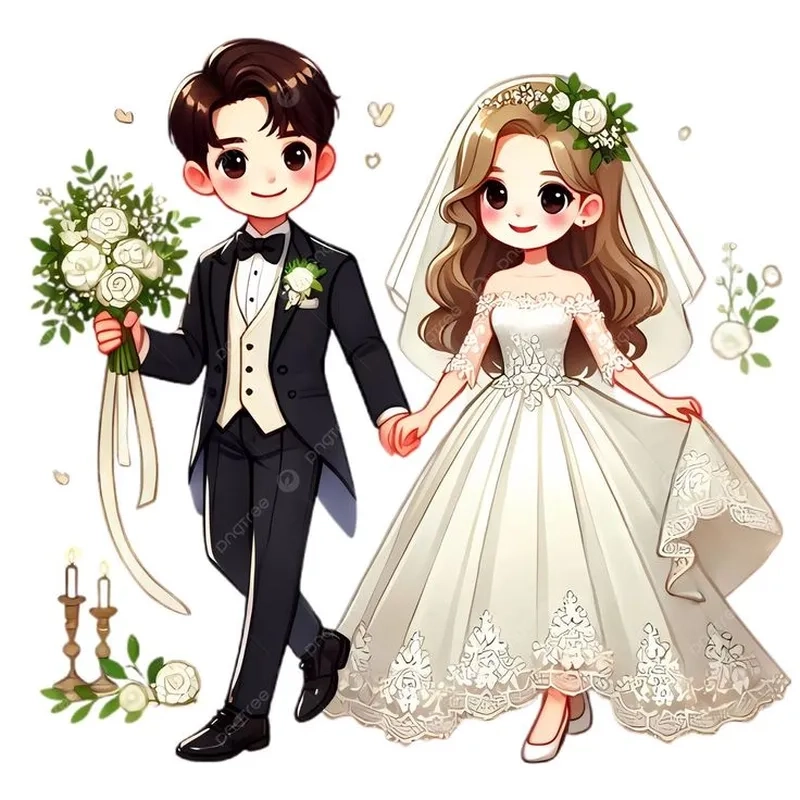 Ngắm nhìn bộ hình cô dâu chú rể chibi siêu dễ thương