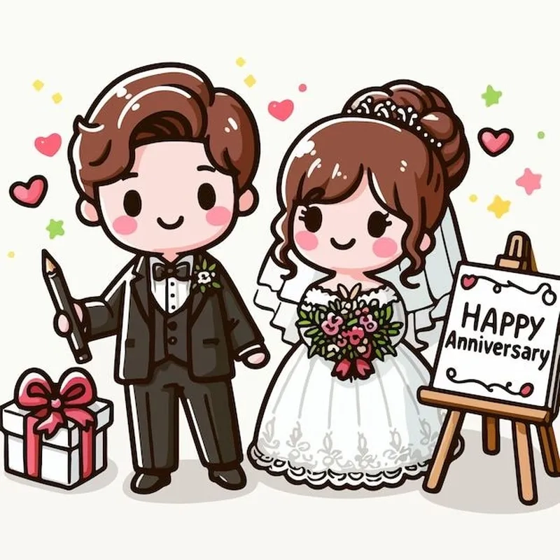 Bộ sưu tập hot trend hình chibi cô dâu chú rể cực xinh