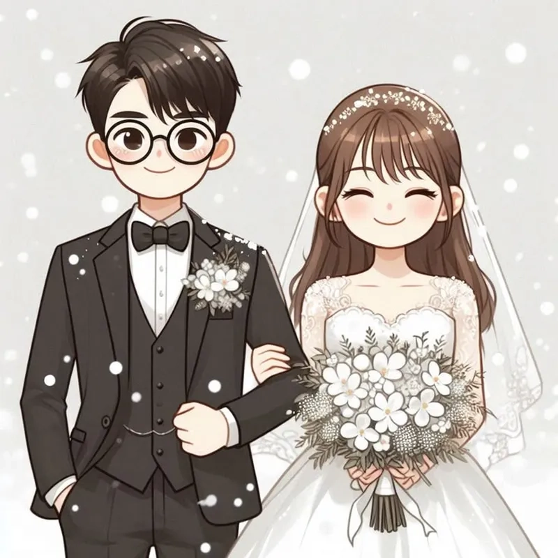Sở hữu ngay cô dâu chú rể chibi png cực tiện dụng