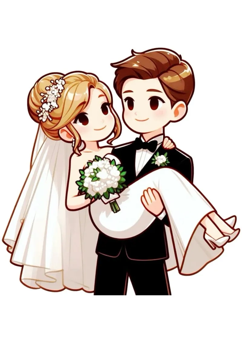 Thưởng thức bộ chibi cô dâu chú rể png ngộ nghĩnh xinh xắn