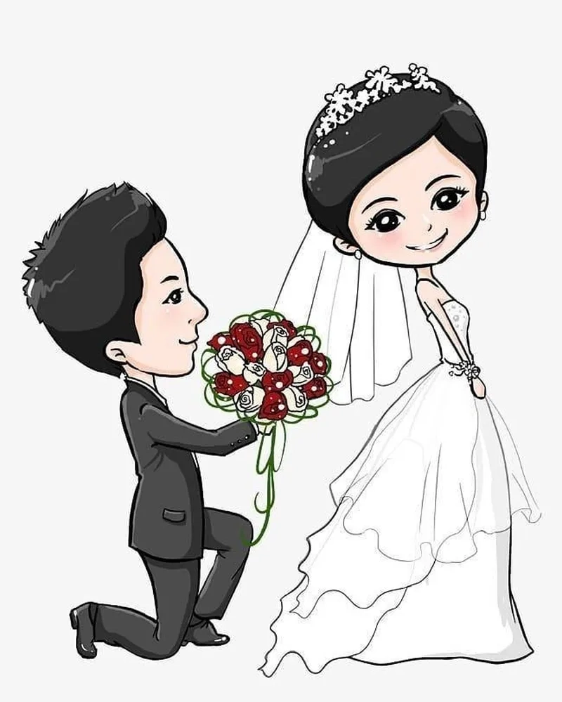 Khám phá ngay hình cô dâu chú rể đẹp chibi hot trend