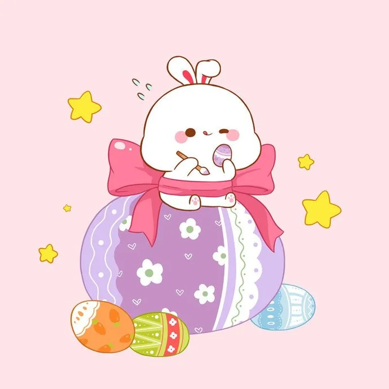 Cực dễ thương với hình con thỏ cute chibi lung linh