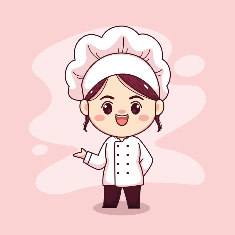 Tạo dấu ấn thương hiệu với chibi logo đầu bếp nữ độc đáo