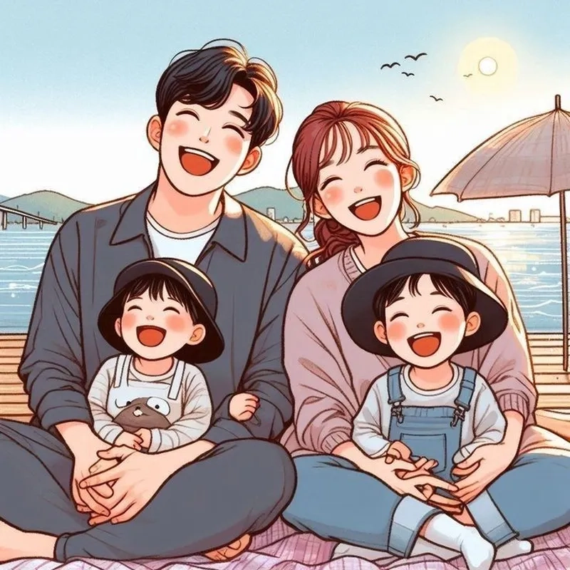 Hạnh phúc lan tỏa từ gia đình hạnh phúc chibi