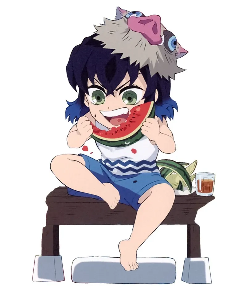 Ảnh chibi Inosuke dễ thương cho fan Kimetsu no Yaiba