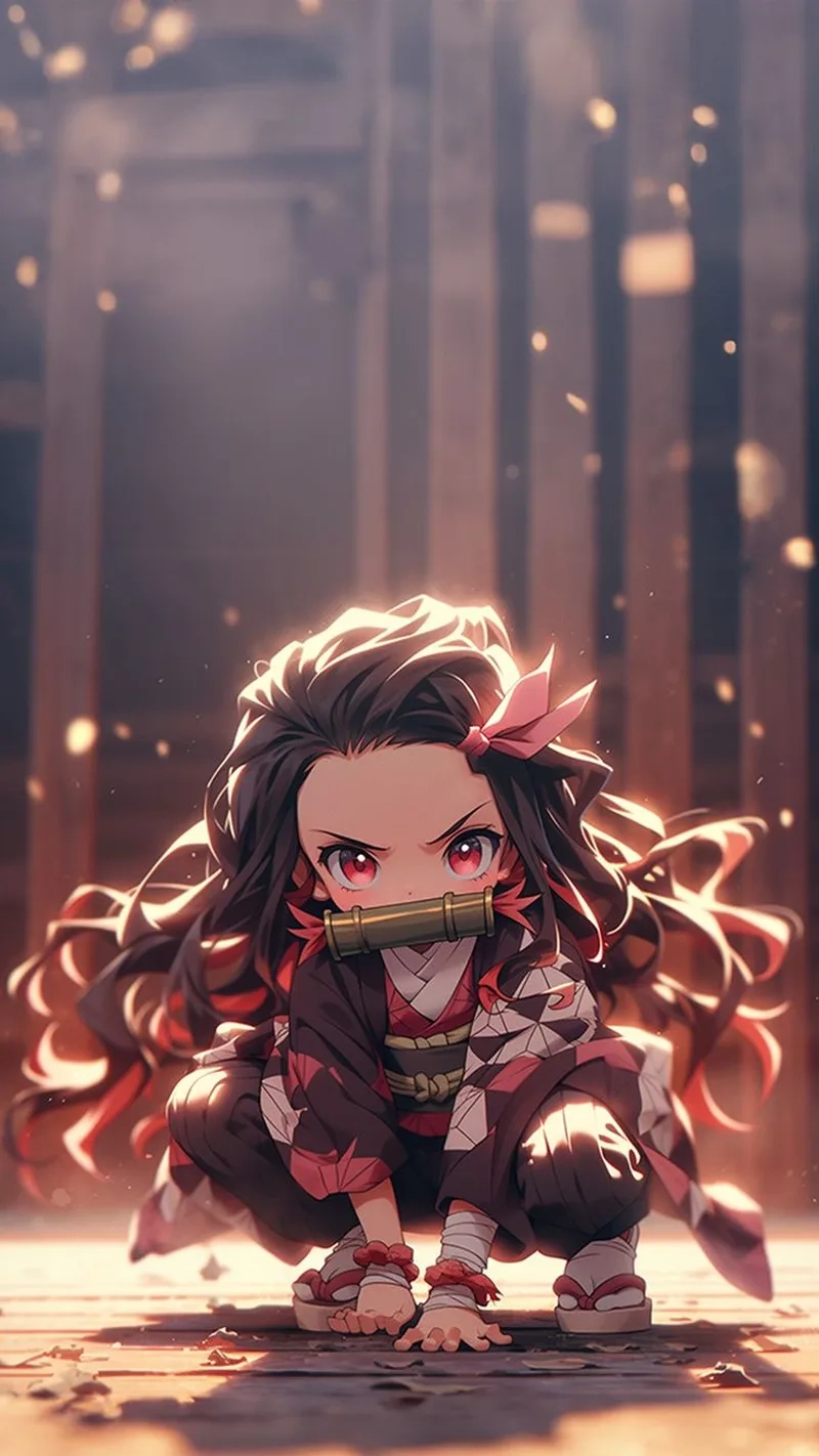 Thay đổi hình nền với hình nezuko chibi sinh động