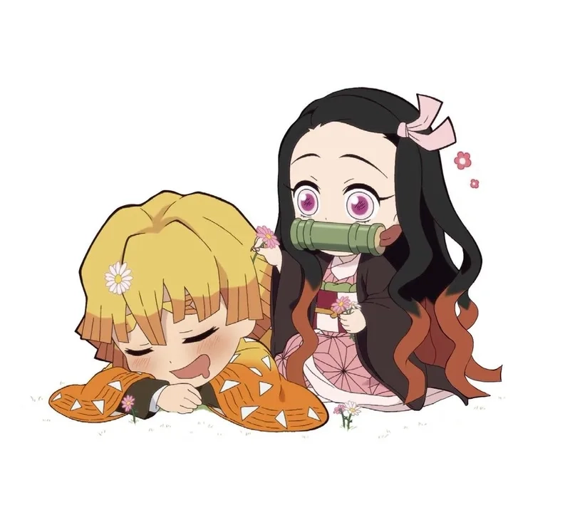 Chọn ảnh thanh gươm diệt quỷ chibi cute để làm điểm nhấn màn hình