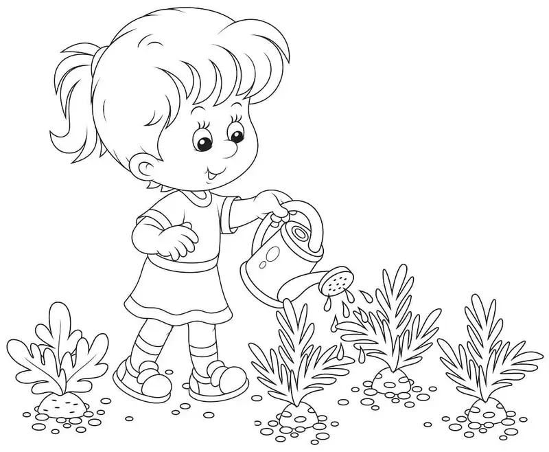 Bé thỏa sức tô với mẫu tô màu bình tưới dễ thương và sinh động