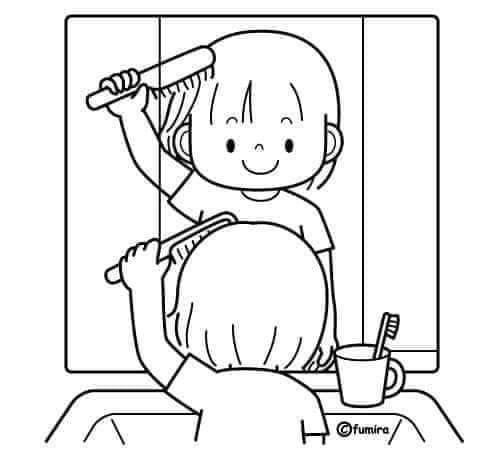 Hình tô màu cái gương dễ thương cho trẻ em