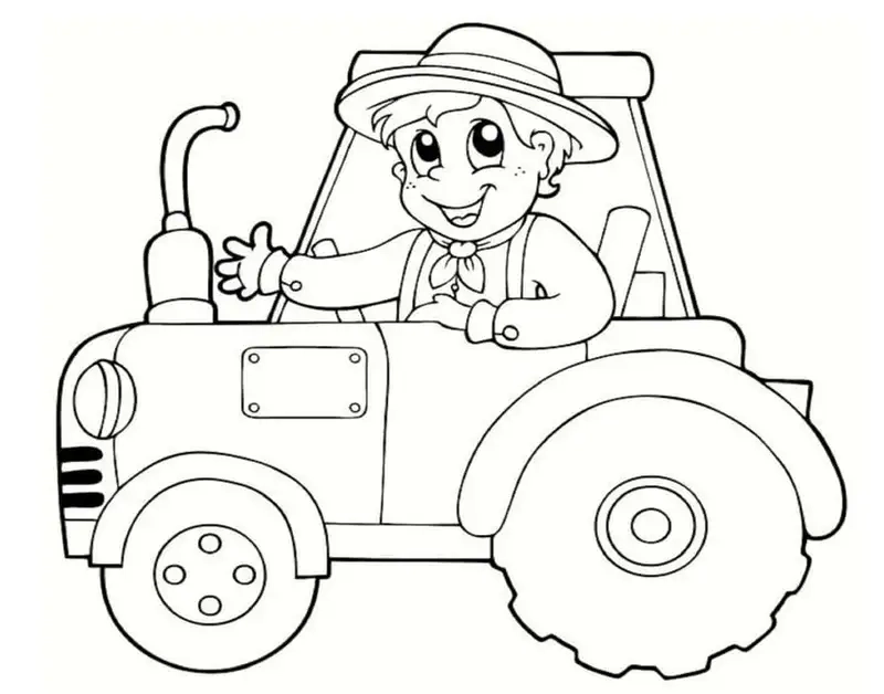 Tranh tô màu máy cày đơn giản cho bé dễ nhận biết hình