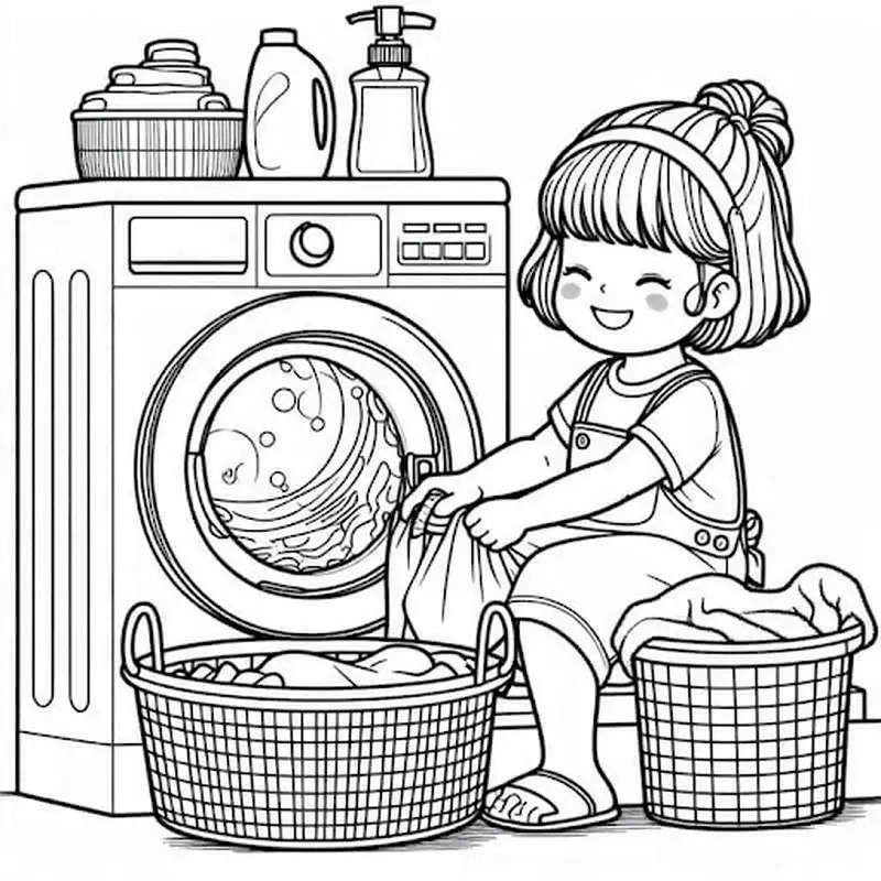 Trang tô màu máy giặt đơn giản dễ nhận biết và tô màu