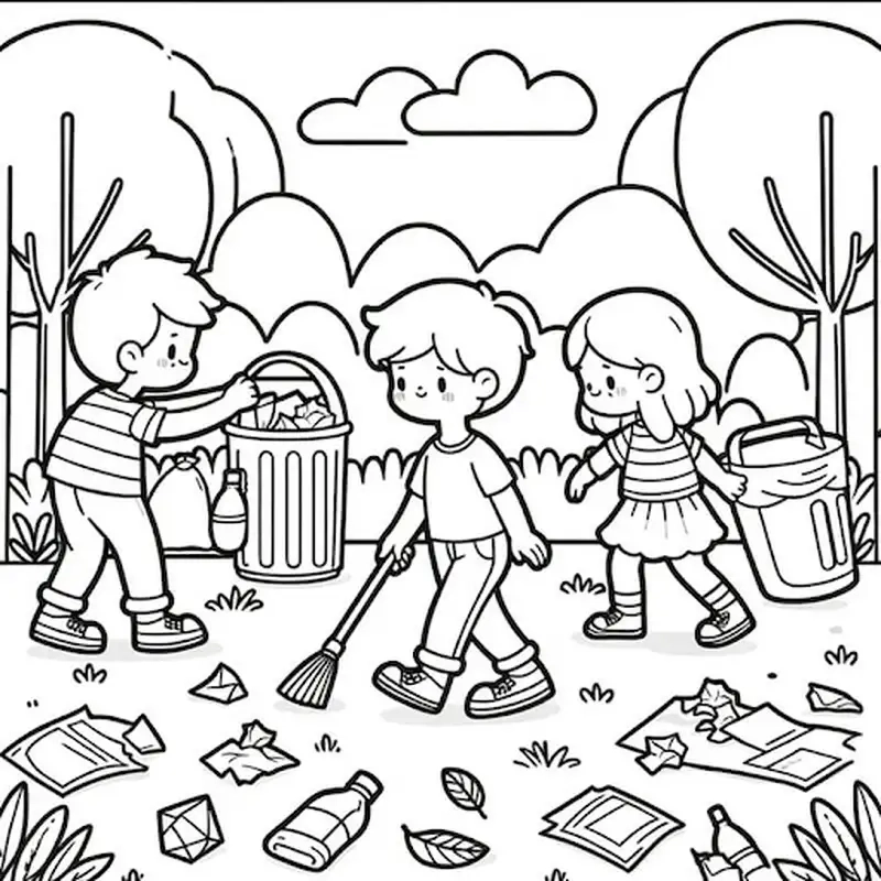 Tranh tô màu thùng rác phân loại rác vui học cách sống xanh