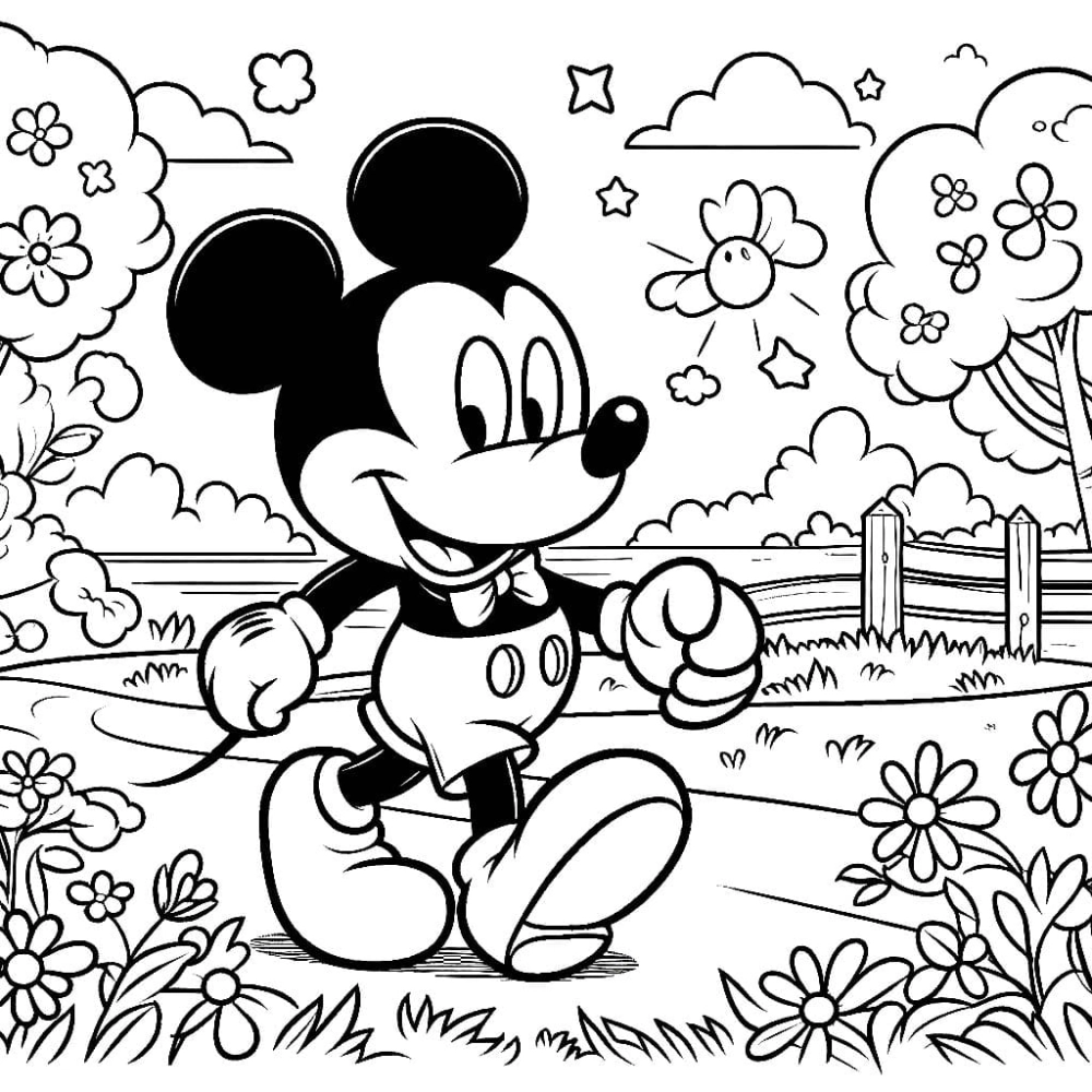 Khám phá tranh tô màu Mickey Mouse sinh động