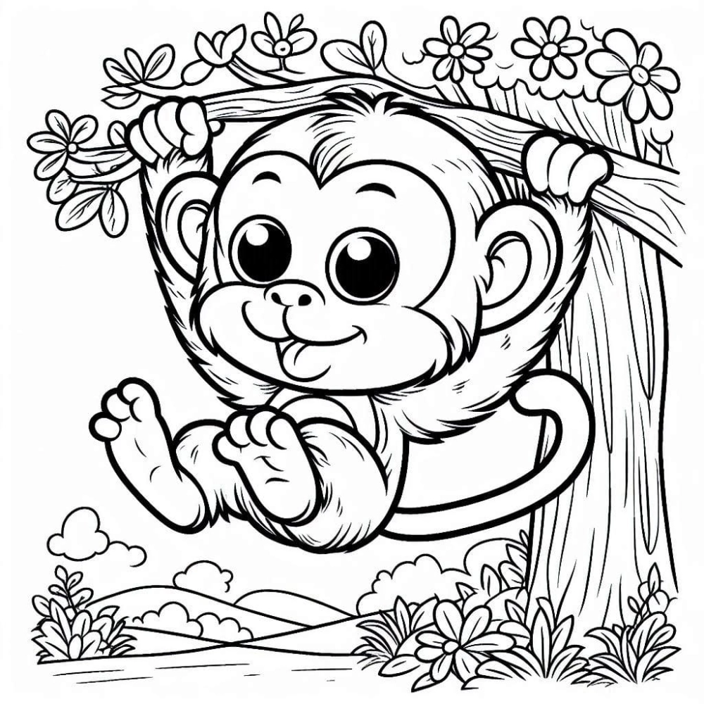 Khám phá bộ tranh tô màu con khỉ vui nhộn cho trẻ em