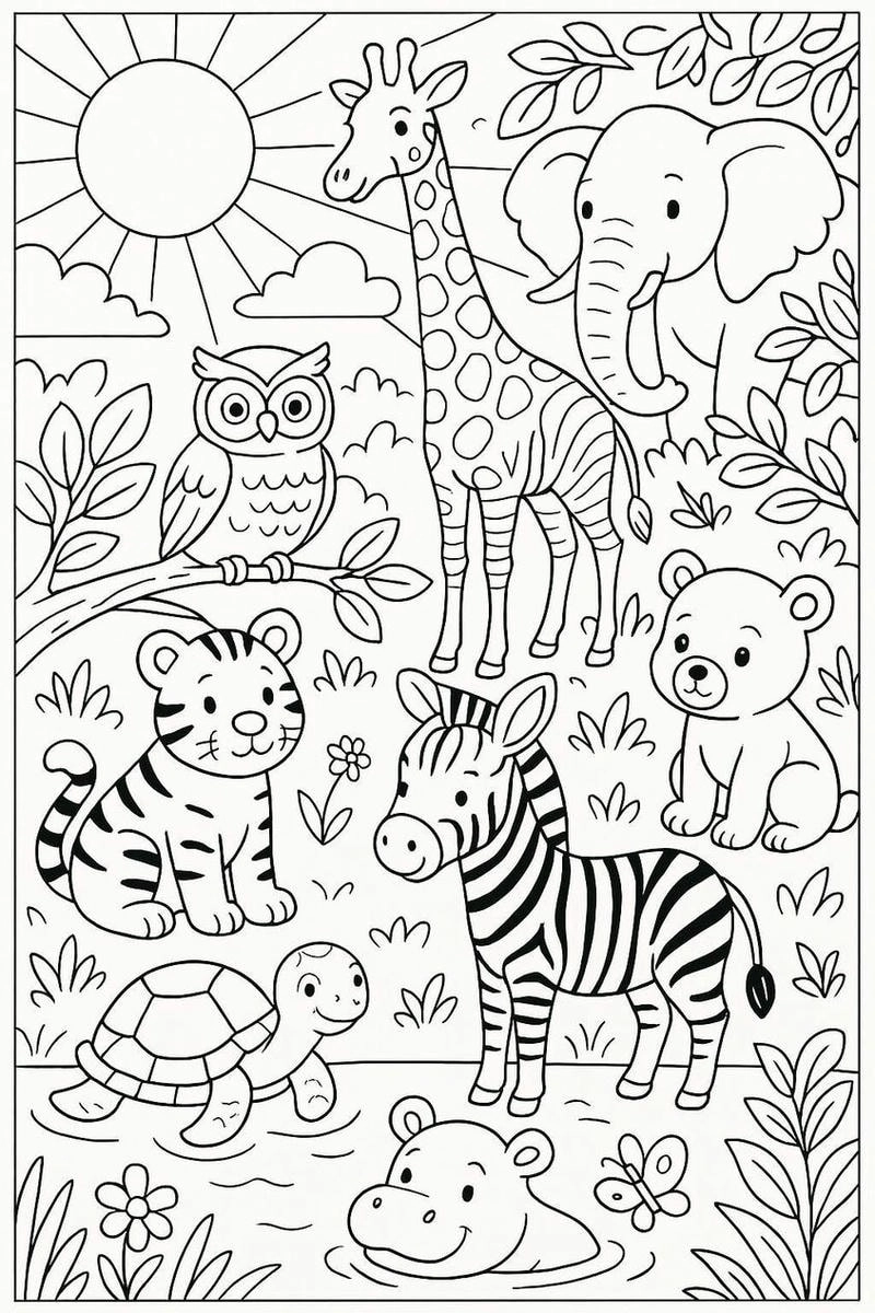 Khám phá tranh tô màu con vật khó có chi tiết thú vị cho bé