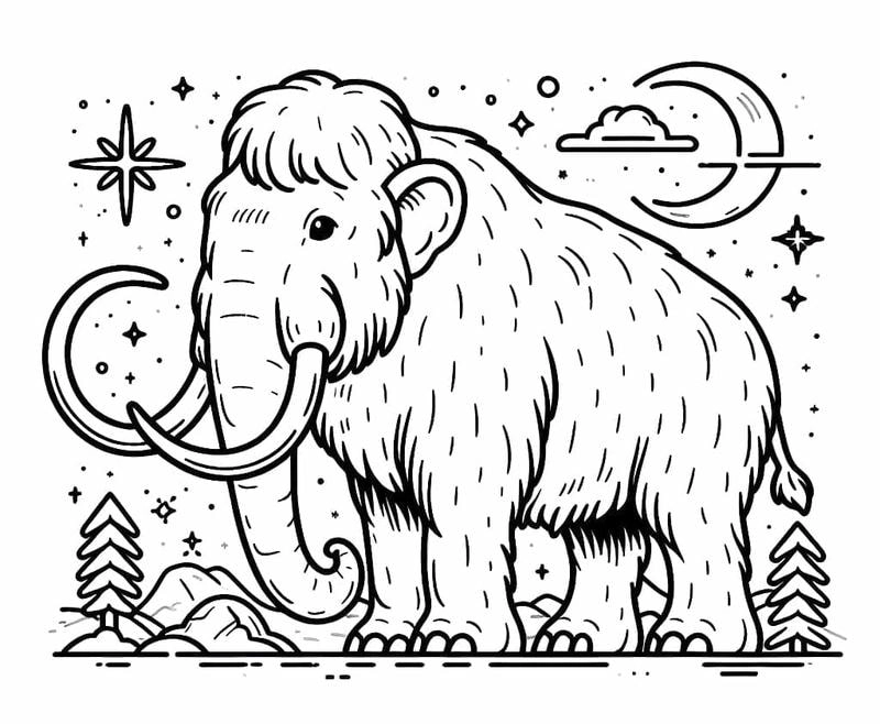 Khám phá tranh tô màu voi ma mút miễn phí thú vị cho bé