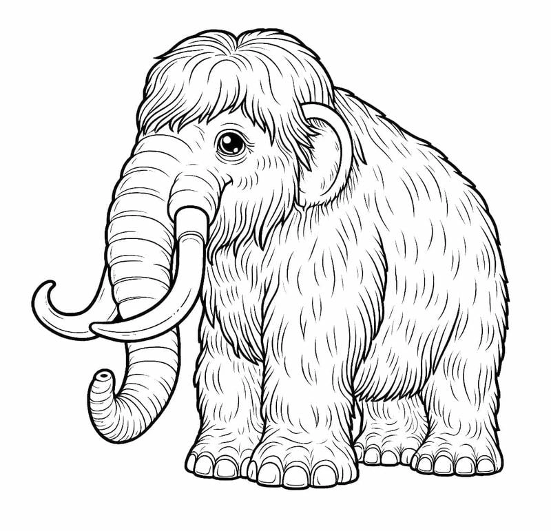Bé sẽ thích thú với tranh tô màu voi ma mút dễ thương ngộ nghĩnh