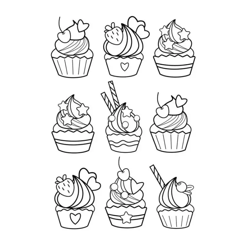 Bé thích mê với tranh tô màu bánh cupcake cute