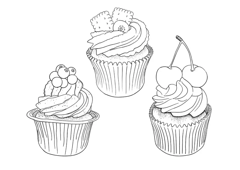Mỗi trang là niềm vui tranh tô màu bánh cupcake