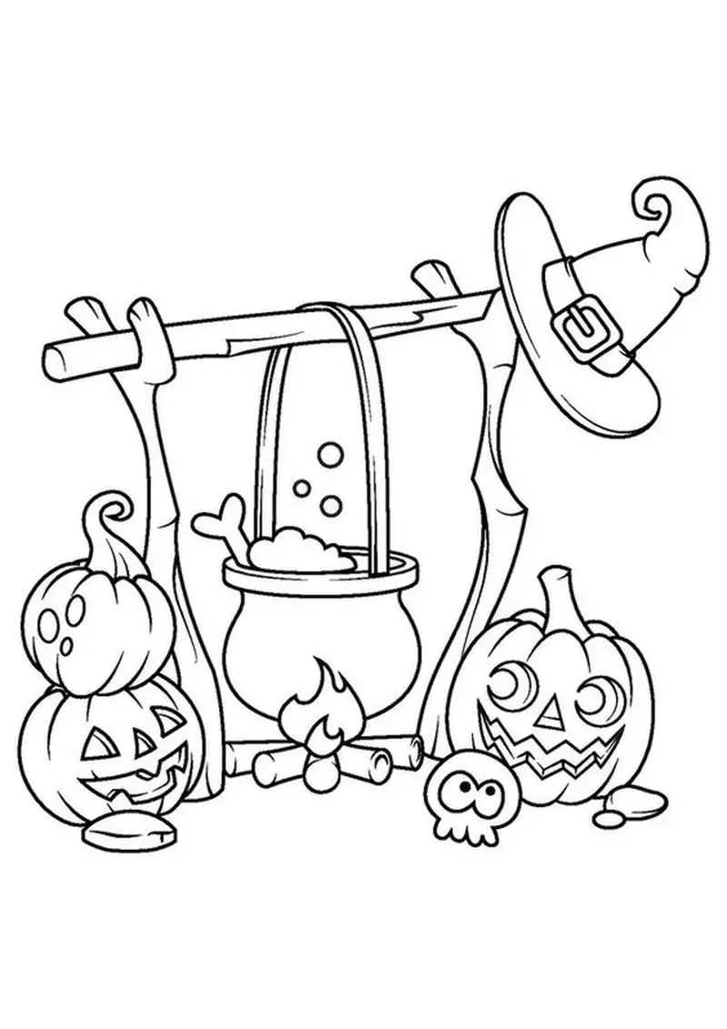In ngay hình tô màu Halloween để bé tập tô màu