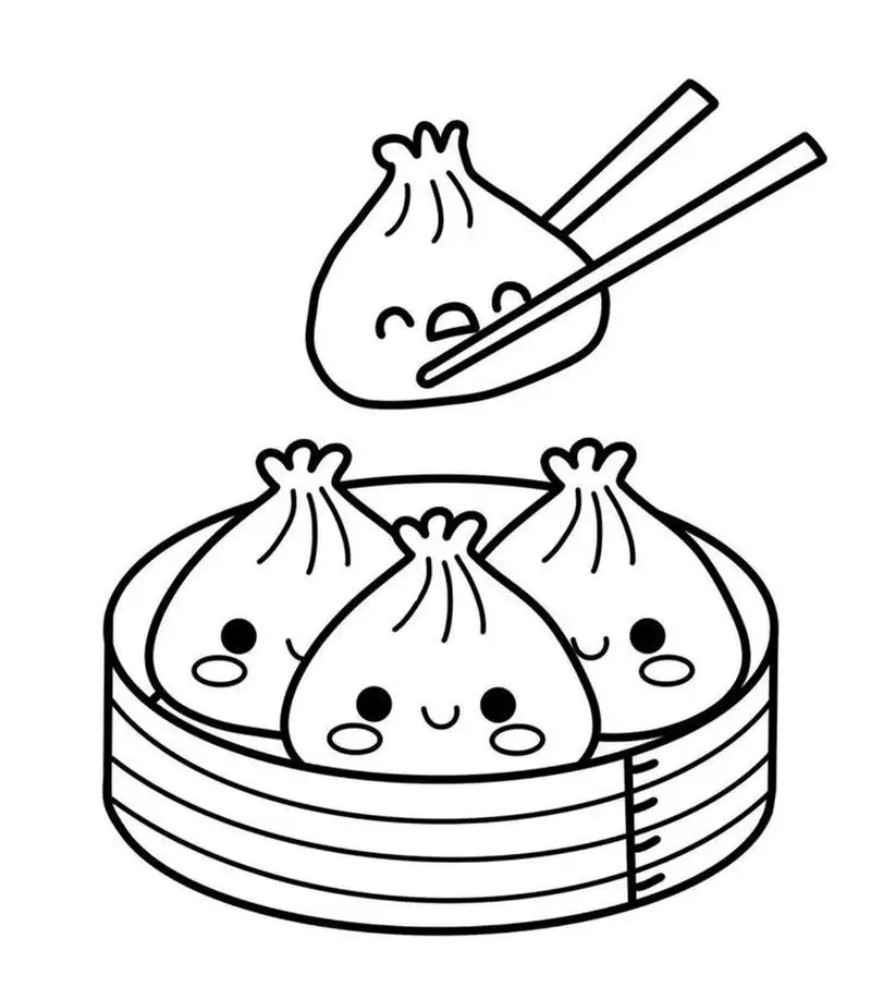 Mẫu tranh tô màu đôi đũa đơn giản sinh động