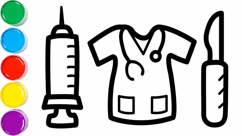 Khám phá tranh tô màu dụng cụ y tế vui nhộn cho bé