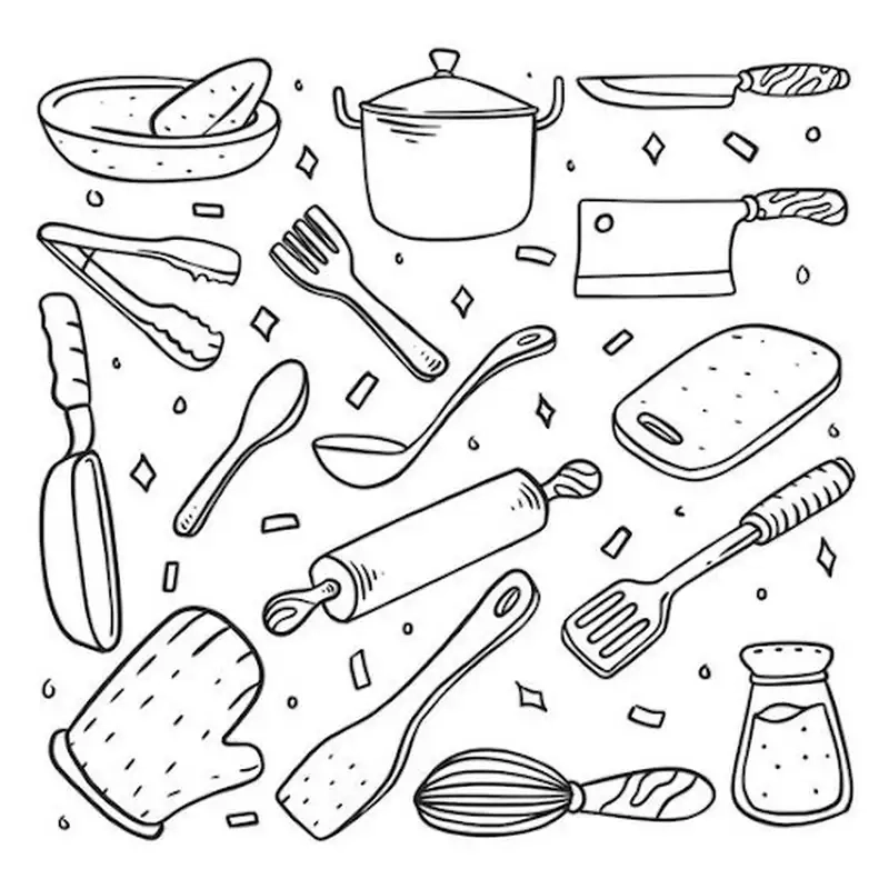 Tranh tô màu dụng cụ đầu bếp là như thế nào
