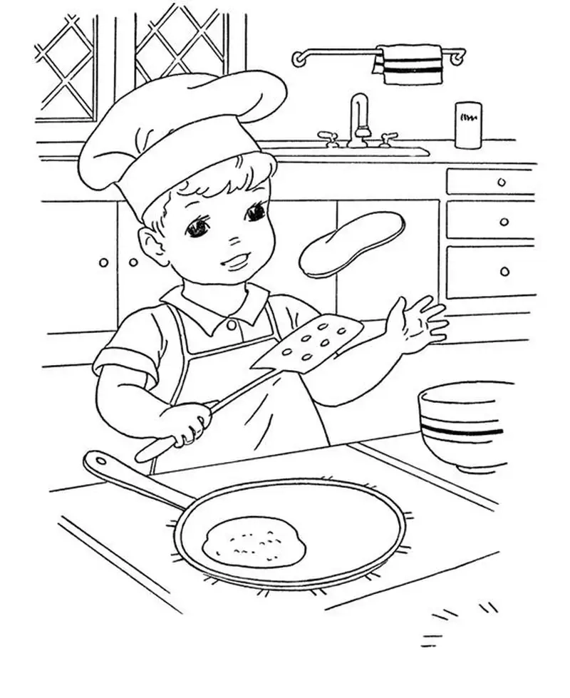 Bé vui học nấu ăn qua tranh tô màu đầu bếp cho bé đáng yêu