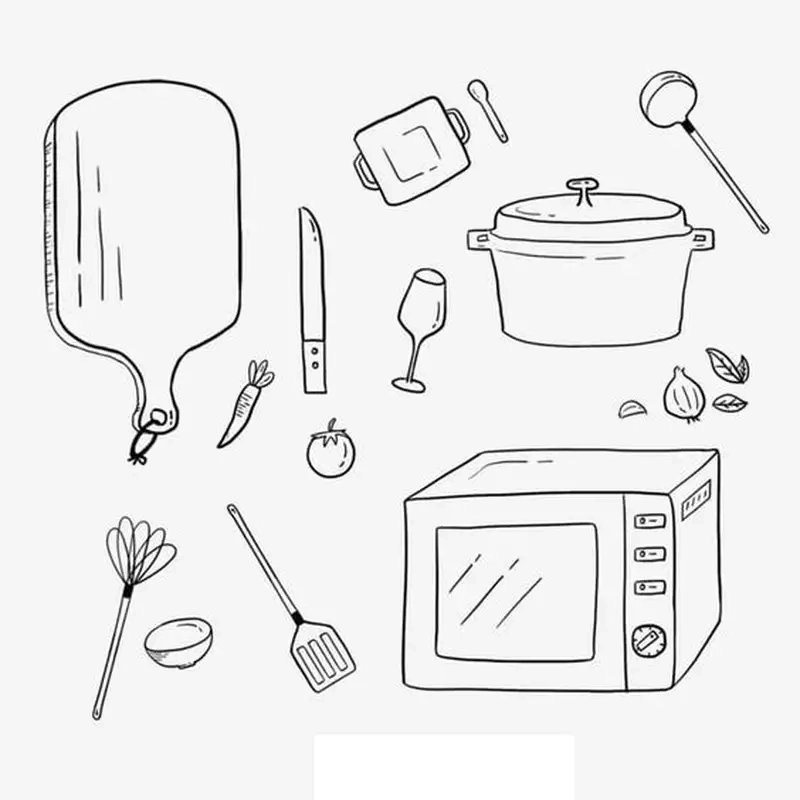 Khám phá bếp núc qua tranh tô màu dụng cụ nhà bếp dễ thương