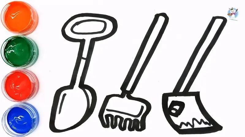 Tranh tô màu dụng cụ làm vườn đẹp hình ảnh sinh động hấp dẫn