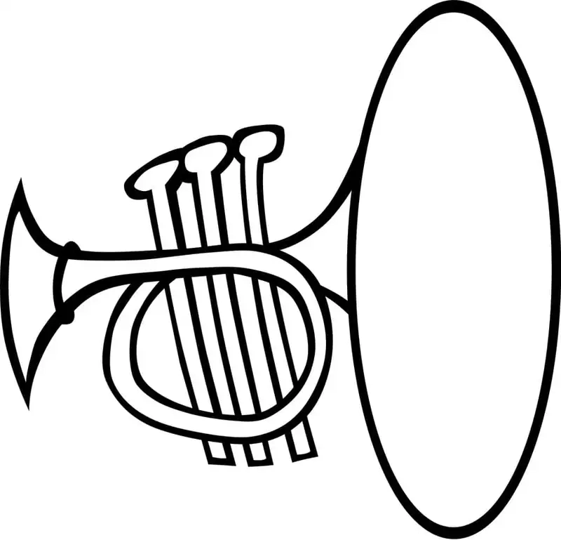 Bé say mê cùng tranh tô màu nhạc cụ trumpet sinh động