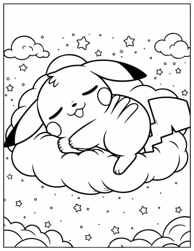 Bé mê mẩn Pikachu cute tô màu đáng yêu