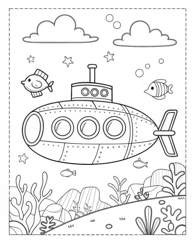 Bé thỏa sức sáng tạo cùng tranh tô màu tàu ngầm độc đáo