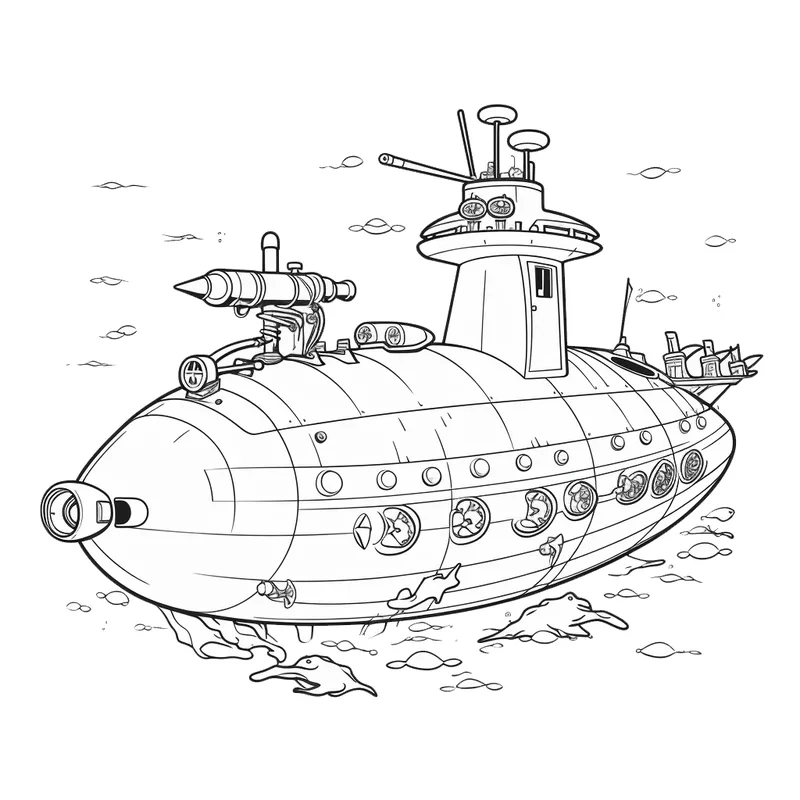 Bộ sưu tập in hình tô màu tàu ngầm cho bé yêu sáng tạo
