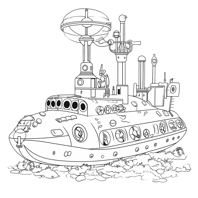 Kích thích trí sáng tạo cùng hình tô màu tàu ngầm đa dạng