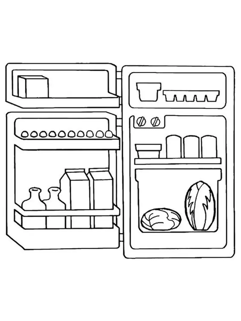 Bé tập vẽ với tranh tô màu cái tủ lạnh