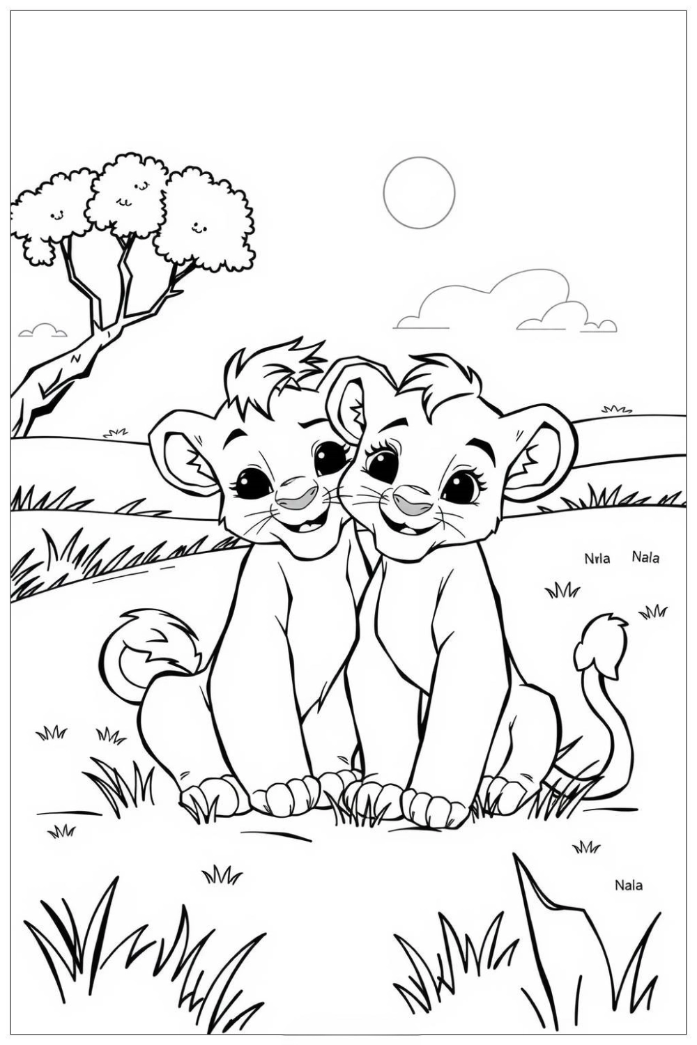 Thỏa sức sáng tạo với tranh tô màu nhân vật vua sư tử Simba và Nala