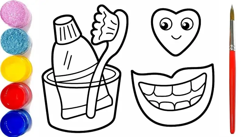 Bé thêm hứng thú khi có tranh tô màu bàn chải đánh răng