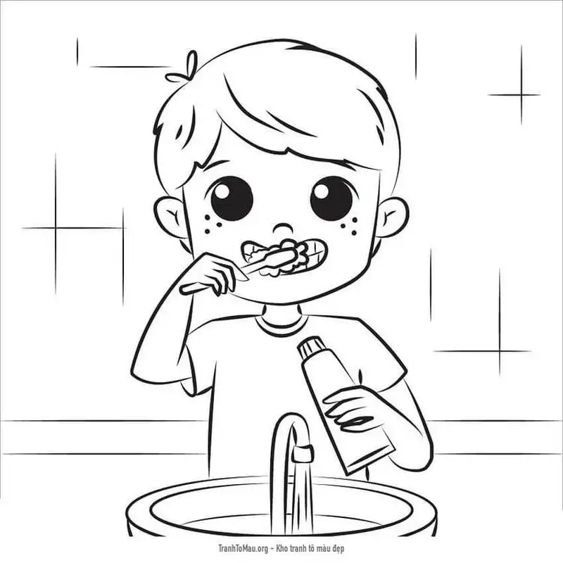 Hình ảnh sinh động trong tranh đánh răng